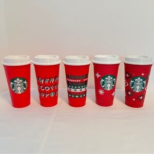 Starbucks Reusable Red Holiday Cups 2018/ 2019/ 2020/ 2022/ 2023 Set of 5